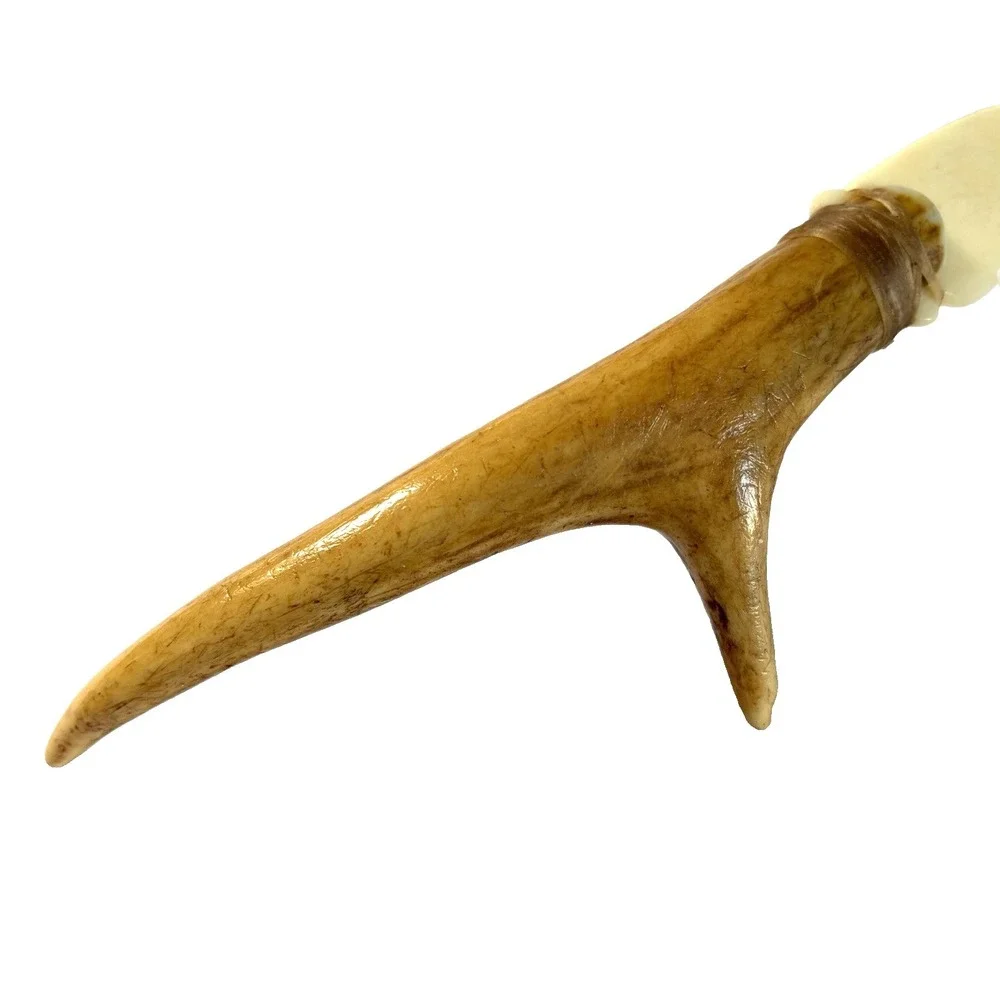 Handmade Antler Handle Notched Bone Blade 7.5